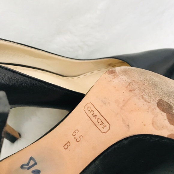COACH Black Leather Pumps Heels Pointed Toe 6.5 - Picture 7 of 8